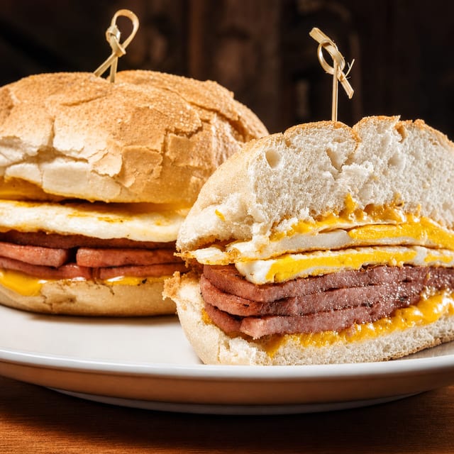 TAYLOR HAM, EGG & CHEESE SANDWICH.