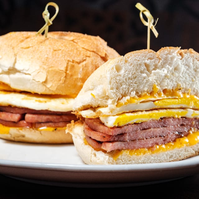 TAYLOR HAM, EGG & CHEESE SANDWICH.
