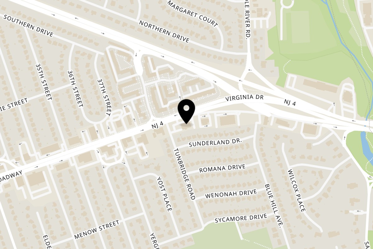 Map showing the location of Gotham City Diner on 39-10 Broadway in Fair Lawn